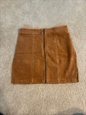 Forever 21 Tan Corduroy Front-Zip Mini Skirt